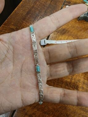7.5" Sterling Silver Bracelet with Turquoise